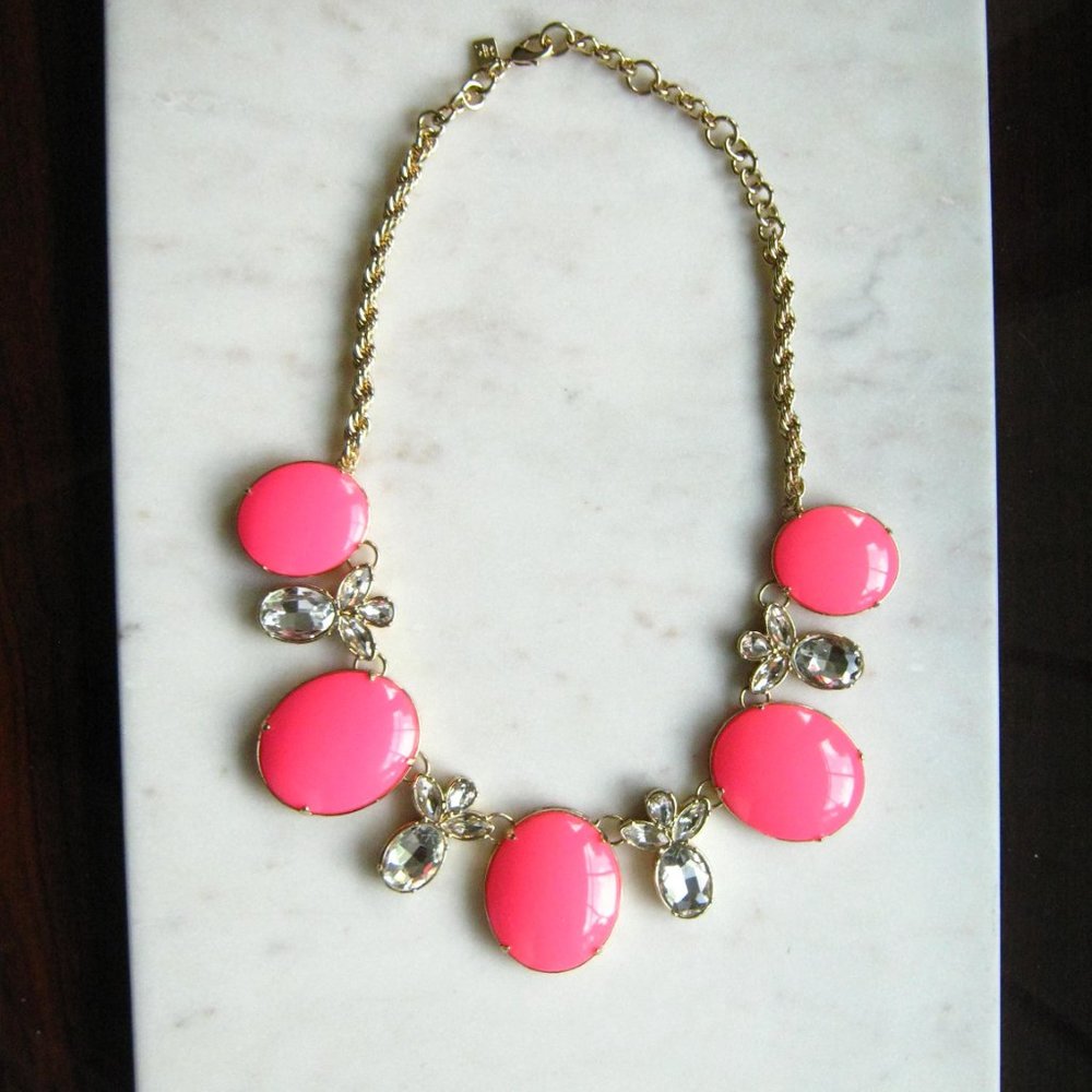 Banana Republic Hot Pink Crystal Statement Necklace